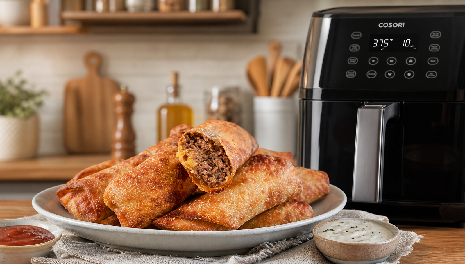 Air Fryer Cheeseburger Egg Rolls