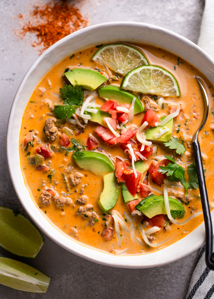 Keto Creamy Beef Taco Soup