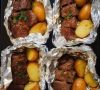Garlic butter steak and potato foil packets,