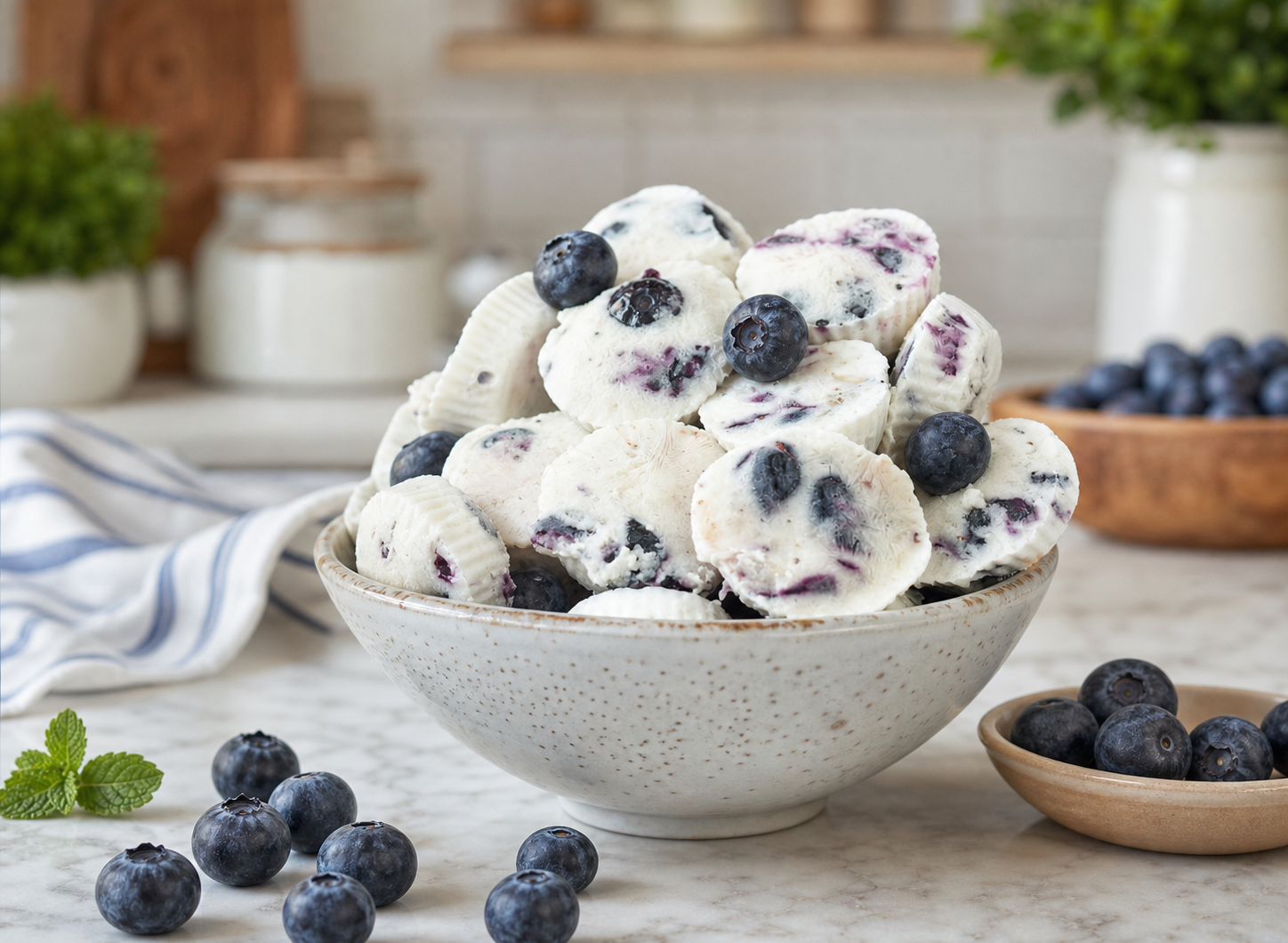 High Protein Blueberry Greek Yogurt Bites