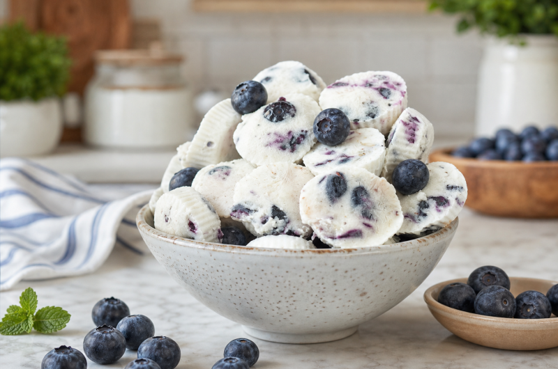 High Protein Blueberry Greek Yogurt Bites