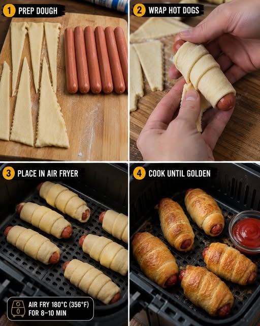 Air Fryer Crescent Wrapped Hot Dogs