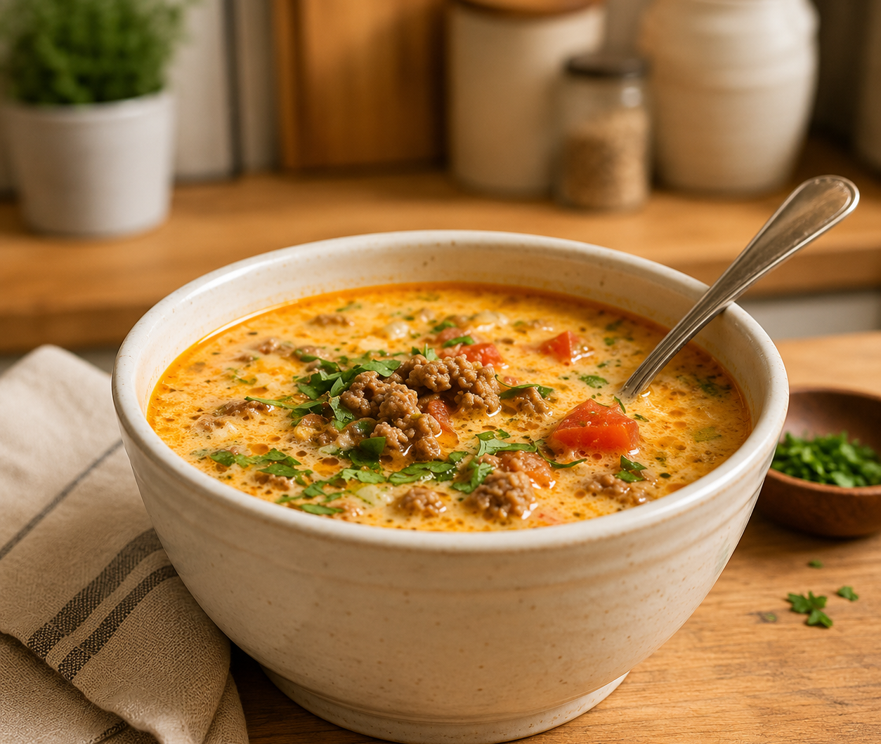Cheesy Beef Taco Soup