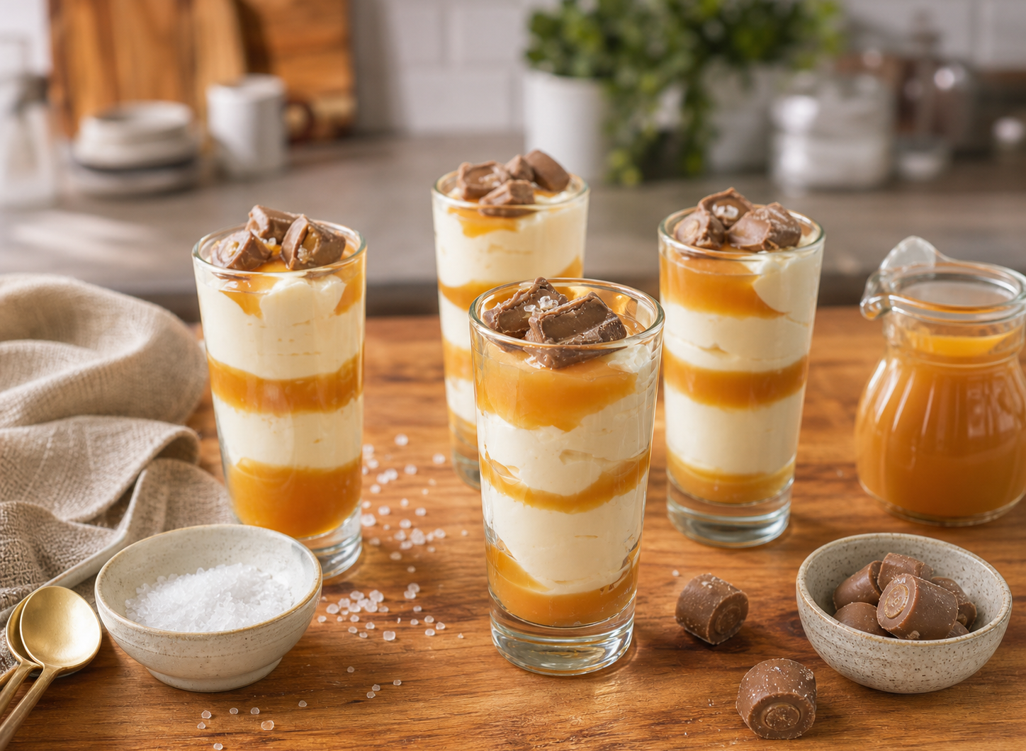 Healthy No-Bake Salted Caramel Cheesecake Shooters