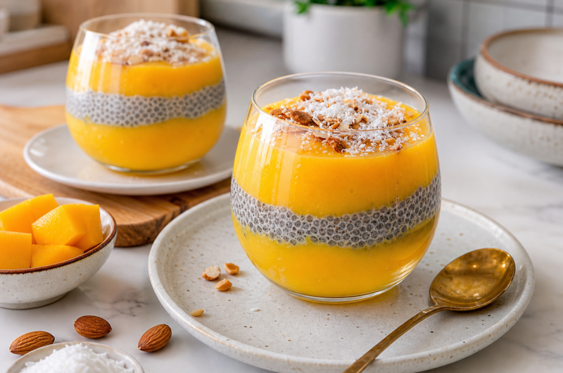 Healthy Mango Chia Pudding Parfait (High Fiber)