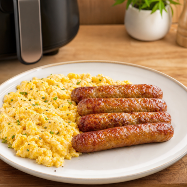 Air Fryer Sausages and Eggs
